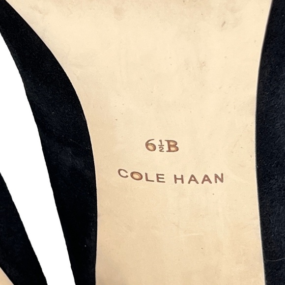 Cole Haan Ophelia Suede Pointed Toe Black 3” Heels with Bow Size 6.5 B - Picture 9 of 13